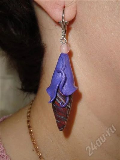 Лот: 366907. Фото: 1. Изделия из полимерной глины,серьги... Серьги, каффы