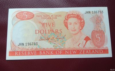 Лот: 14355358. Фото: 1. Новая Зеландия 5 долларов 1989... Австралия и Океания