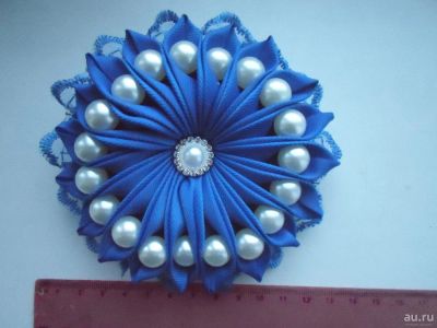 Лот: 8458519. Фото: 1. Бант (на заколке) медуза большая. Цветы из ткани