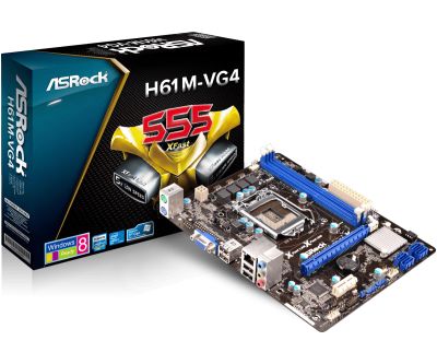 Лот: 15422913. Фото: 1. Материнская плата ASRock H61M-VG4... Материнские платы