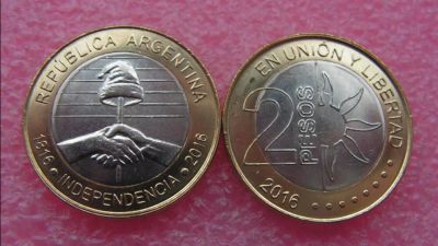 Лот: 16575649. Фото: 1. Аргентина 2 песо 2016 - 200 лет... Америка