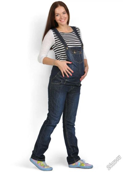 Лот: 11607417. Фото: 1. Комбинезон для беременных джинсовый... Брюки, капри, комбинезоны