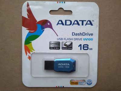 Лот: 13880068. Фото: 1. флешка на 16 Гб Adata UV100 синяя. USB-флеш карты