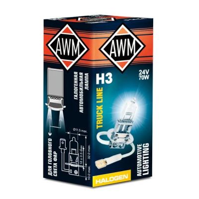 Лот: 16115303. Фото: 1. H3 24v70w AWM 10 шт лампа галогенная... Другое (автозапчасти)