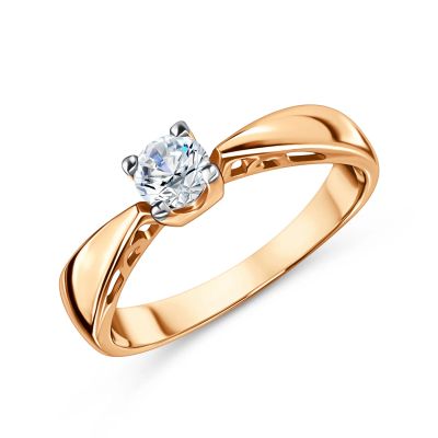 Лот: 23832831. Фото: 1. Золотое кольцо с кристаллом SWAROVSKI. Кольца, перстни