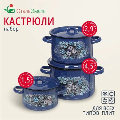Лот: 24211470. Фото: 1. Набор посуды эмалированная сталь... Сервизы, наборы посуды