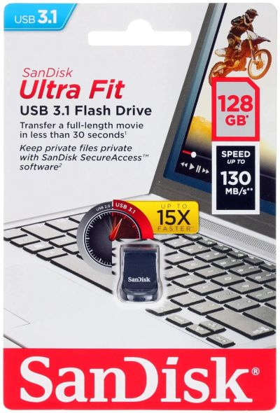Лот: 12014823. Фото: 1. 128gb sandisk ultra fit USB 3... USB-флеш карты