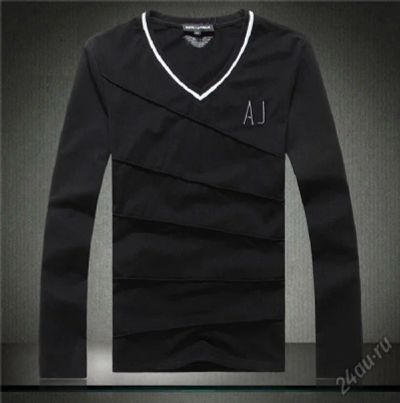 Лот: 5967101. Фото: 1. Лонгослив Armani черный р-р 46. Футболки, поло