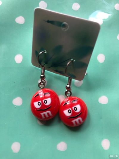 Лот: 17854088. Фото: 1. Серьги «M&M” красные. Бижутерия ручной работы
