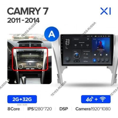 Лот: 20760587. Фото: 1. Магнитола Teyes X1 Camry V50 2011-2014. Автомагнитолы