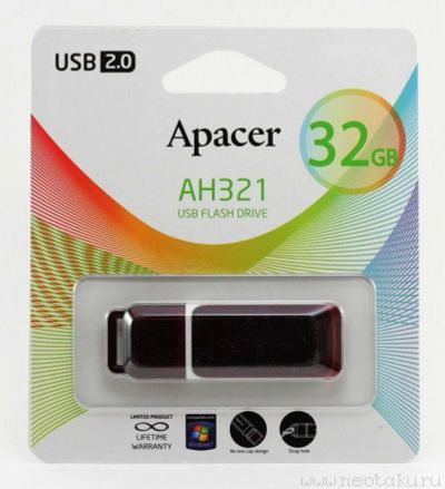 Лот: 3798471. Фото: 1. USB flash 32Gb Apaser AH325 black. USB-флеш карты