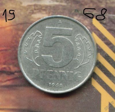 Лот: 9450668. Фото: 1. Германия ГДР 5 пфеннигов 1968-1975... Германия и Австрия