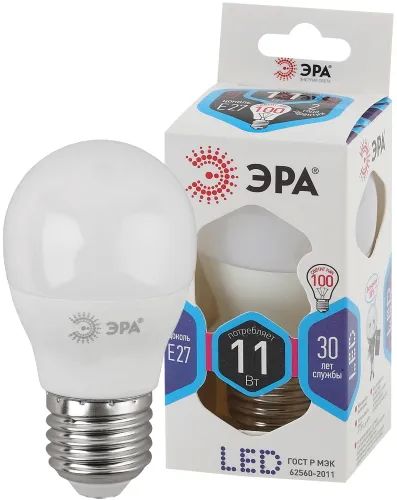 Лот: 24526151. Фото: 1. Светодиодная лампа ЭРА LED P45-11W-840-E27. Лампочки