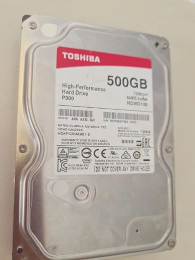 Лот: 20076445. Фото: 1. Жёсткий диск Toshiba 500GB 7200rpm. Жёсткие диски (HDD)