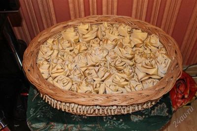 Лот: 1809848. Фото: 1. Корзина с розами из ткани. повторно... Вазы