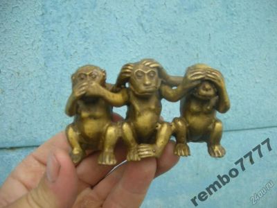 Лот: 5821383. Фото: 1. три обезьяны.бронза.5-10см.камбоджа... Предметы интерьера и быта