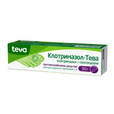 Лот: 23720789. Фото: 1. Клотримазол-Тева 1% крем для наружного... Лекарства