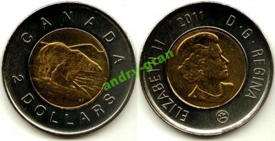 Лот: 6005455. Фото: 1. 0187 Канада 2 доллара 2011 E-II... Америка