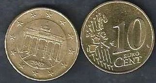 Лот: 9663639. Фото: 1. 10 евроцентов 2002 г. Германия... Германия и Австрия