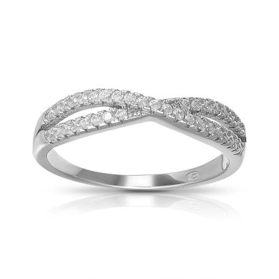 Лот: 23822705. Фото: 1. Кольцо из серебра с фианитами. Кольца, перстни