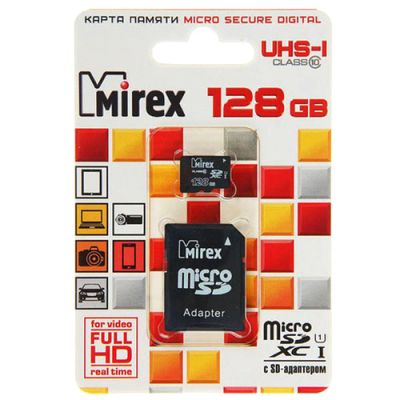 Лот: 16172777. Фото: 1. MicroSD 128 Gb Class 10 Mirex... Карты памяти