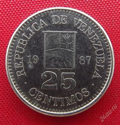 Лот: 2687988. Фото: 1. (№2442-2/LF) 25 сентимо 1987... Америка