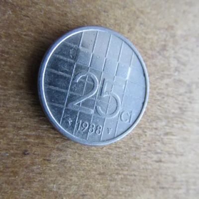 Лот: 24665581. Фото: 1. Монета 25 цент Нидерланды 1988... Европа