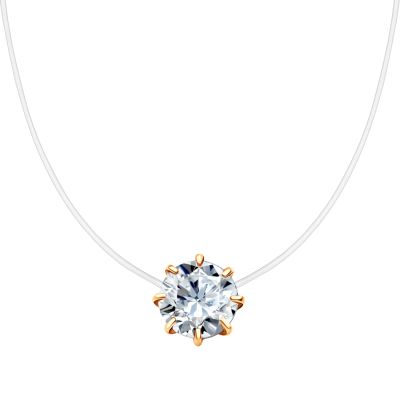 Лот: 23865116. Фото: 1. Серебряное колье на леске с фианитом... Цепочки