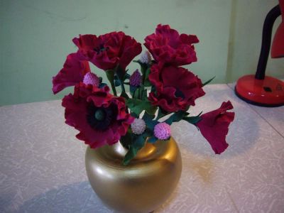Лот: 3475394. Фото: 1. маки с клевером. Лепка из полимерной глины
