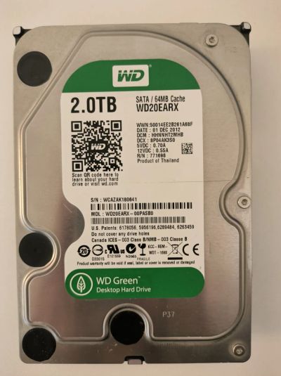 Лот: 20107355. Фото: 1. 2 ТБ Жесткий диск HDD WD Green... Жёсткие диски