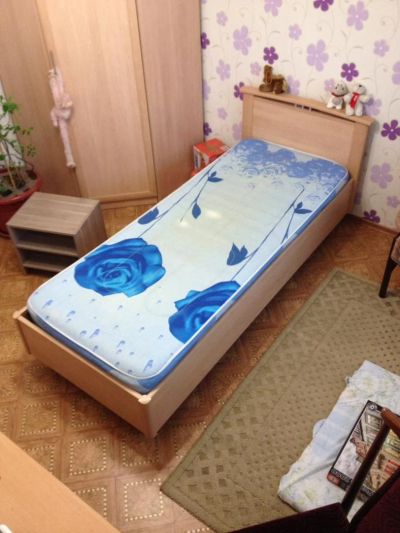 Лот: 4424767. Фото: 1. Кровать (Дуб Белёный) с матрасом. Кровати