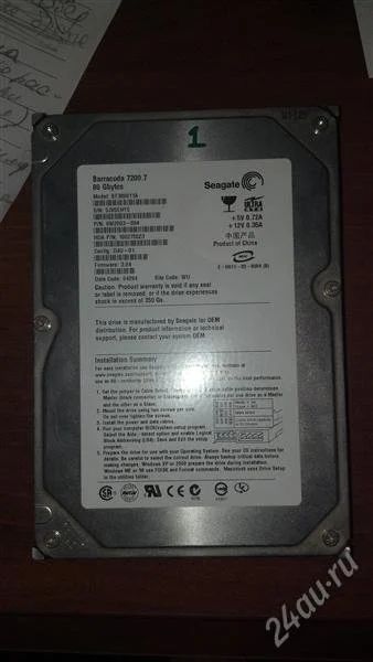 Лот: 2576290. Фото: 1. жесткий диск IDE Seagate 80Gb. Жёсткие диски (HDD)