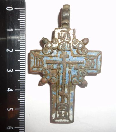 Лот: 3529912. Фото: 1. Нательный крест, 18 век, эмаль. Другое (антиквариат)