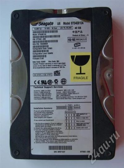 Лот: 406985. Фото: 1. HDD Seagate 40Gb ATA100 (ST340810A... Жёсткие диски