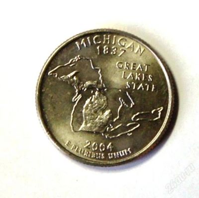 Лот: 2336846. Фото: 1. США. 25 центов 2004 г.Мичиган... Америка