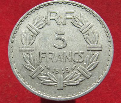 Лот: 14984947. Фото: 1. Франция 5 франков, 1949г. Остальные страны