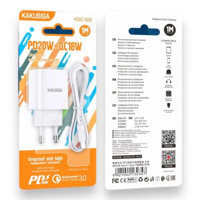 Лот: 22143883. Фото: 1. СЗУ KAKUSIGA KSC-925 USB-C+USB-A... Зарядные устройства, блоки питания, адаптеры сетевые для смартфонов