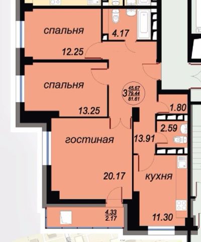 Лот: 7806058. Фото: 1. 3-х комн. в ЖК Большой Вавиловский... Квартиры, студии