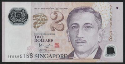 Лот: 11562465. Фото: 1. Сингапур банкнота 2 доллара 2015... Азия
