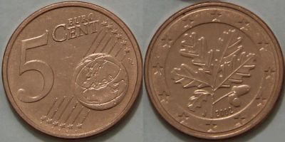 Лот: 4083988. Фото: 1. Германия. 5 евроцентов, 2002 г... Германия и Австрия