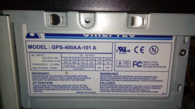 Лот: 7318617. Фото: 1. Блок питания 400W Chieftec (GPS-400AA-101A... Корпуса, блоки питания