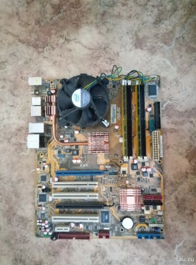 Лот: 13237907. Фото: 1. Материнская плата asus p5k с процессором... Комплекты запчастей