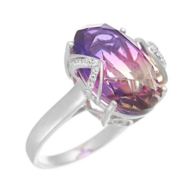 Лот: 23788395. Фото: 1. Серебряное кольцо с аметрином... Кольца, перстни