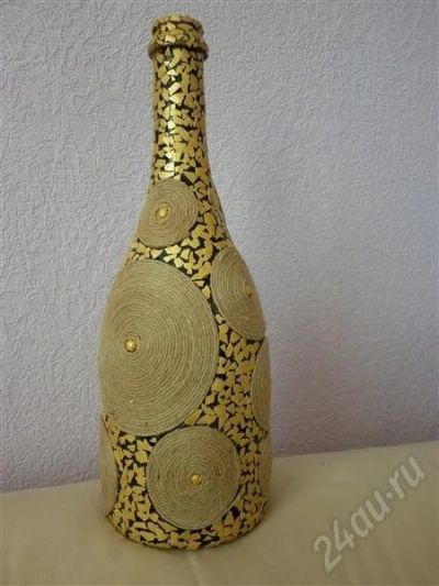 Лот: 495678. Фото: 1. Бутылка Декорированная "Золотая... Другое (ручная работа)