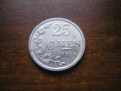 Лот: 8287700. Фото: 1. 25 сентимов 1954 года. Люксембург... Европа