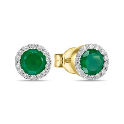 Лот: 24650610. Фото: 1. Серьги с агатами и бриллиантами. Серьги, каффы