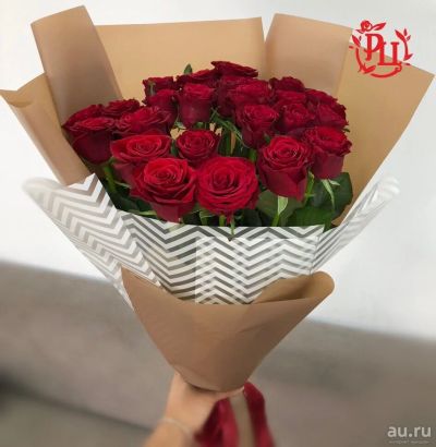 Лот: 13382614. Фото: 1. Лот № 17 Букет из 25 красных роз... Свежие цветы