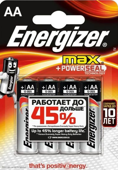 Лот: 13429393. Фото: 1. Батарейка Energizer Max 1.5V AA-LR6... Батарейки, аккумуляторы, элементы питания