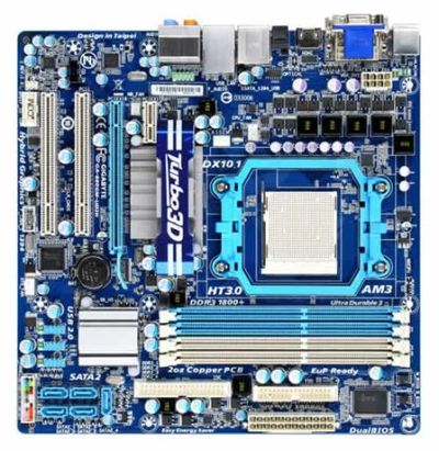Лот: 3820169. Фото: 1. Материнская плата AM3 Gigabyte... Процессоры