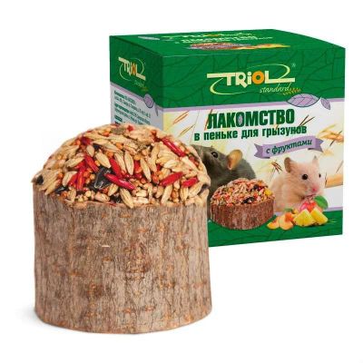 Лот: 16213357. Фото: 1. Лакомство (Триол) в пеньке с фруктами... Корма